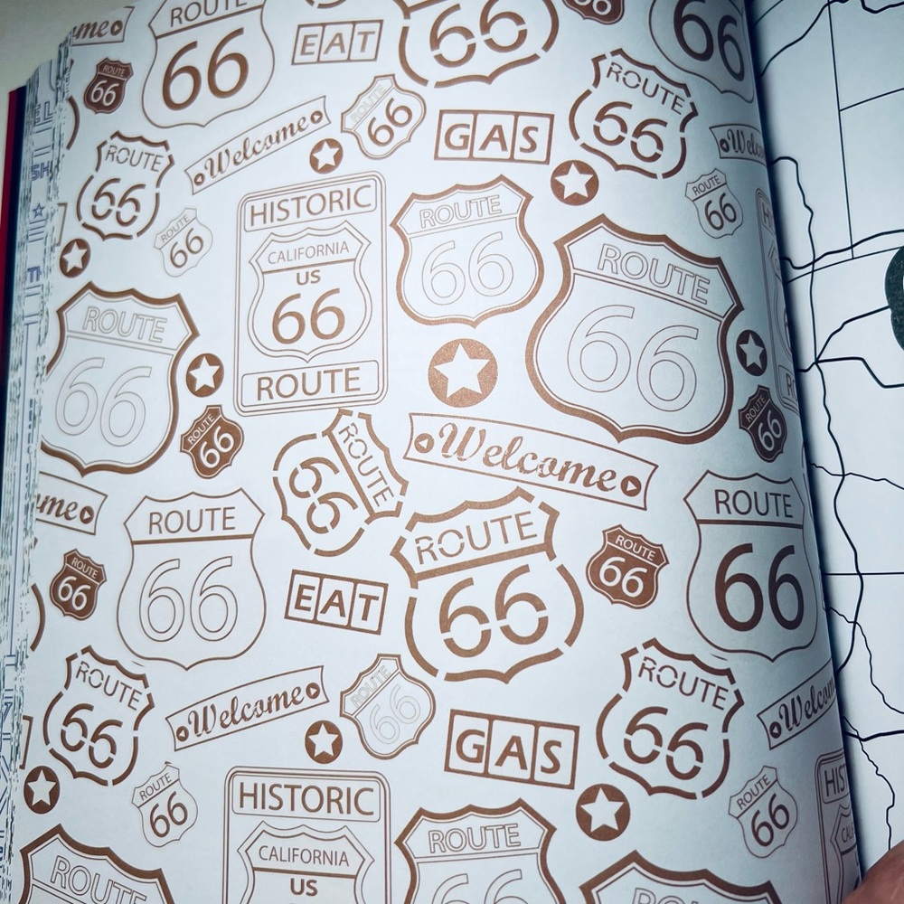 Route 66 Coloring Book Adult Relaxation Cars Roadtrip USA Diners Americana - Picture 4 of 13
